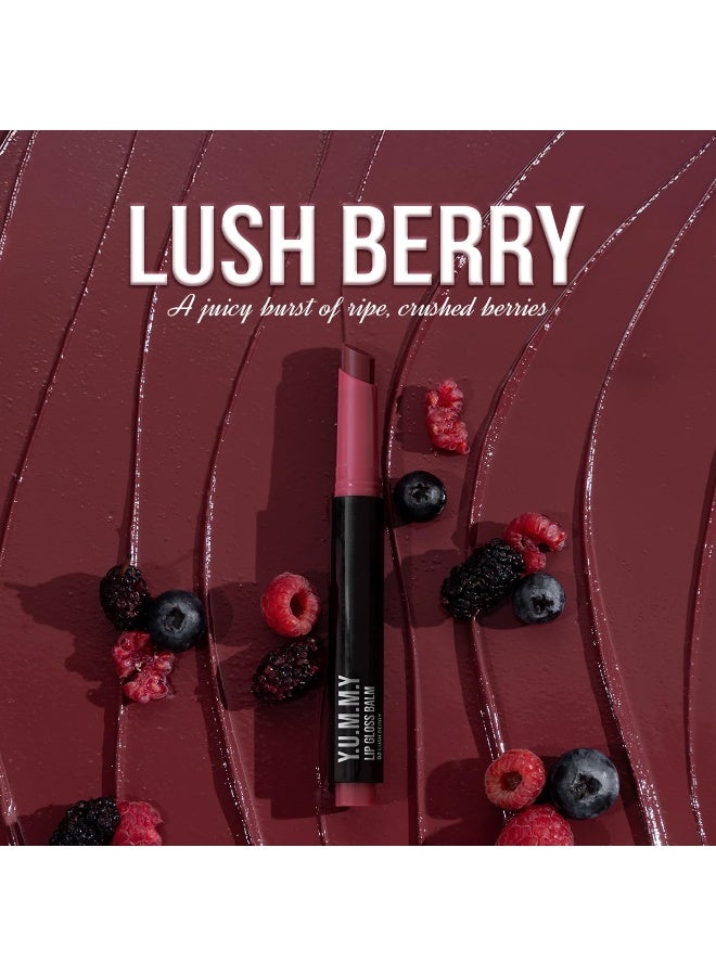 Staze 9to9 Y.U.M.M.Y Lip Gloss Balm | Intense High-Shine Gloss Finish | With SPF 15 | Lightweight | 02 Lush Berry | 2g - Image 3